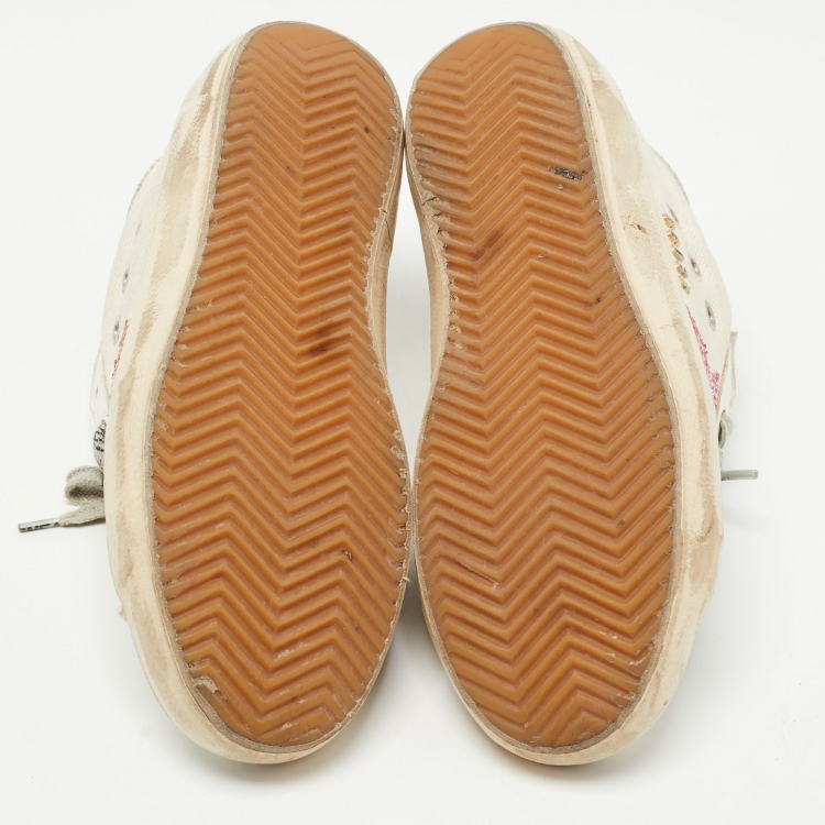 Pre Owned Golden Goose White Canvas and Leather Superstar Sneakers Size 36
