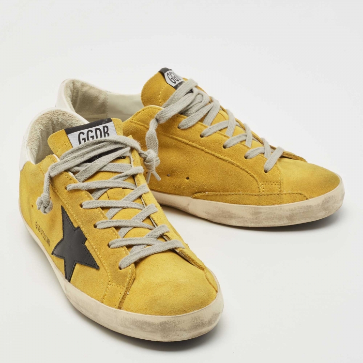 Pre Owned Golden Goose Yellow Leather Superstar Sneakers Size 38