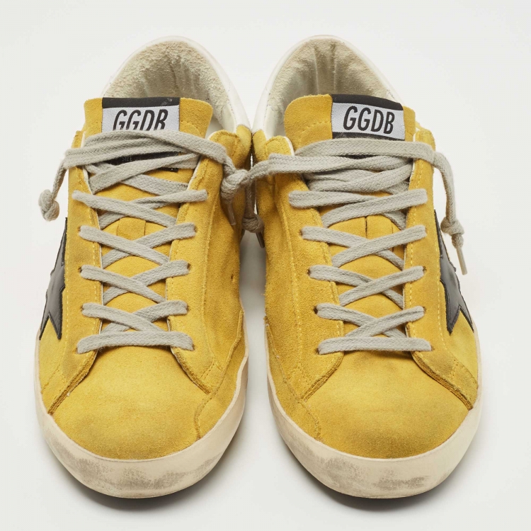 Pre Owned Golden Goose Yellow Leather Superstar Sneakers Size 38