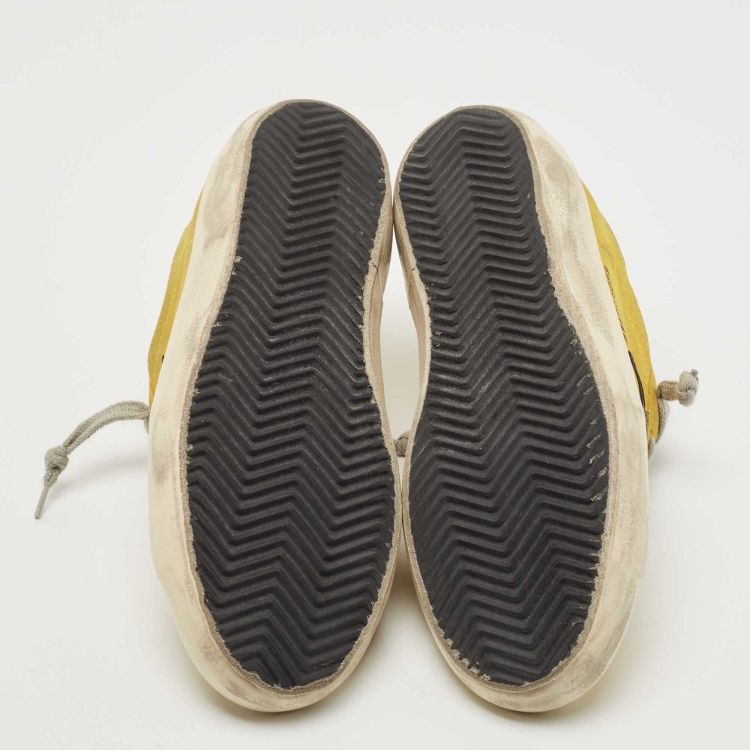 Pre Owned Golden Goose Yellow Leather Superstar Sneakers Size 38