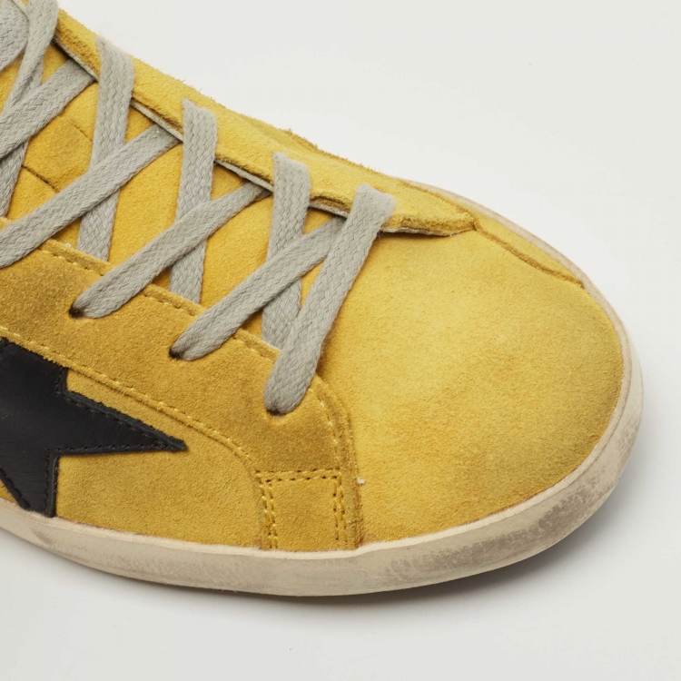 Pre Owned Golden Goose Yellow Leather Superstar Sneakers Size 38