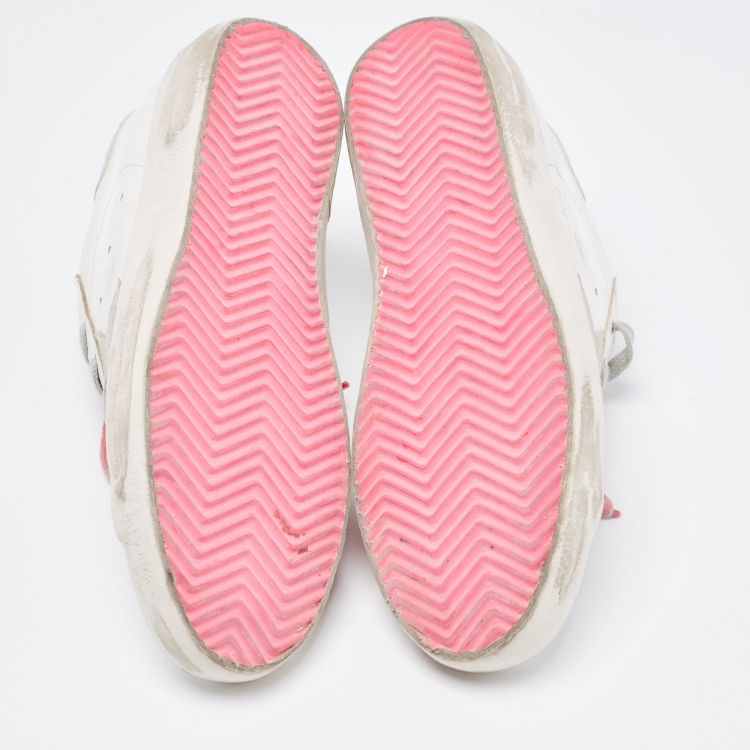 مملوكة مسبقًا Golden Goose White/Pink Leather Superstar Sneakers Size 38