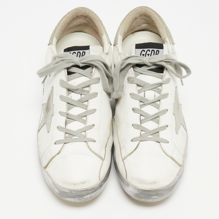 مملوكة مسبقًا Golden Goose White Leather Superstar  Sneakers Size 41
