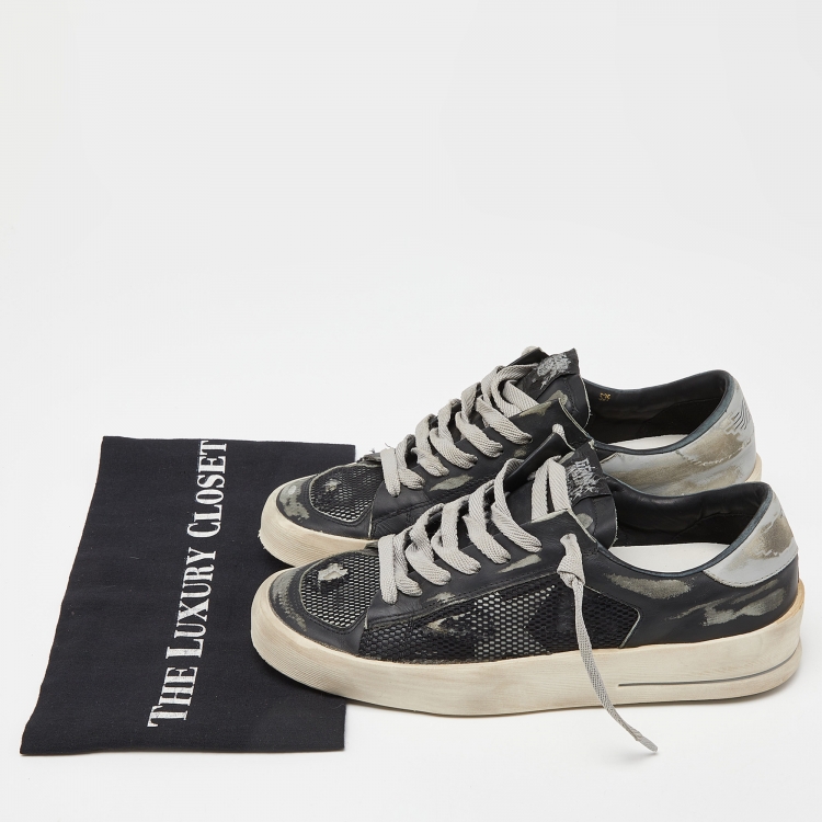 مملوكة مسبقًا Golden Goose Black/Grey Leather and Mesh Stardan Low Top Sneakers Size 39