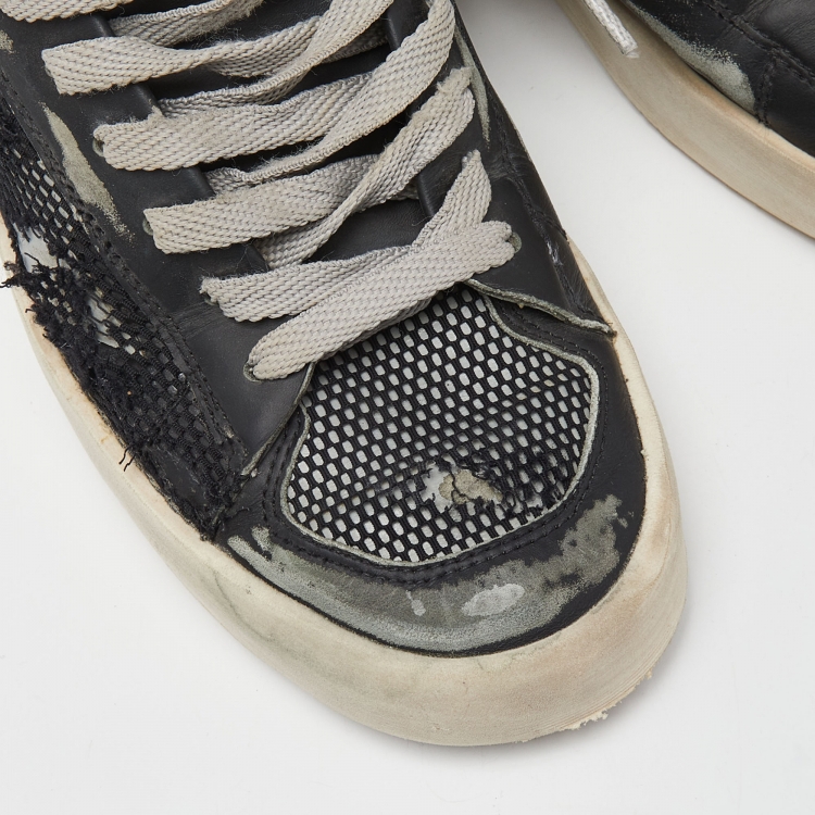 مملوكة مسبقًا Golden Goose Black/Grey Leather and Mesh Stardan Low Top Sneakers Size 39