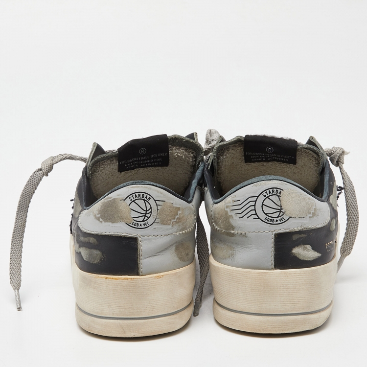 مملوكة مسبقًا Golden Goose Black/Grey Leather and Mesh Stardan Low Top Sneakers Size 39