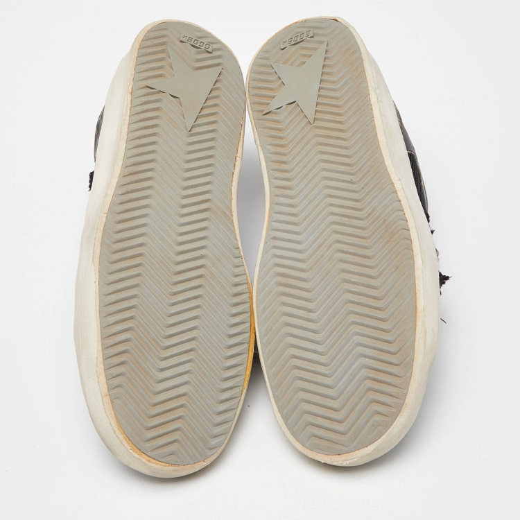 مملوكة مسبقًا Golden Goose Black/Grey Leather and Mesh Stardan Low Top Sneakers Size 39
