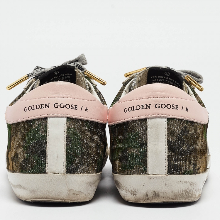Pre Owned Golden Goose Multicolor Camo Lurex Fabric Superstar Sneakers Size 40