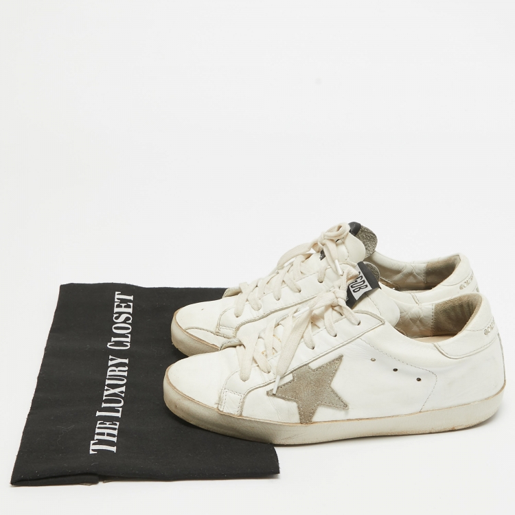 مملوكة مسبقًا Golden Goose White Leather Superstar Sneakers  Size 37