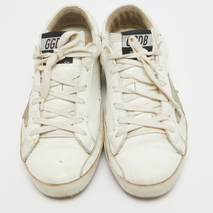 مملوكة مسبقًا Golden Goose White Leather Superstar Sneakers  Size 37