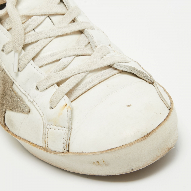 مملوكة مسبقًا Golden Goose White Leather Superstar Sneakers  Size 37