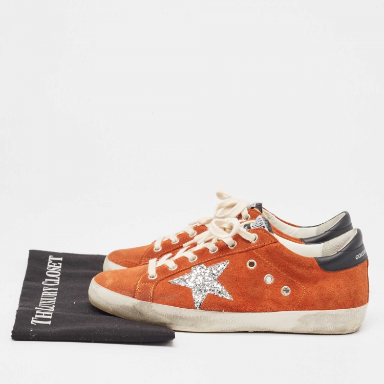 Pre Owned Golden Goose Orange  Suede Superstar Sneakers Size 40