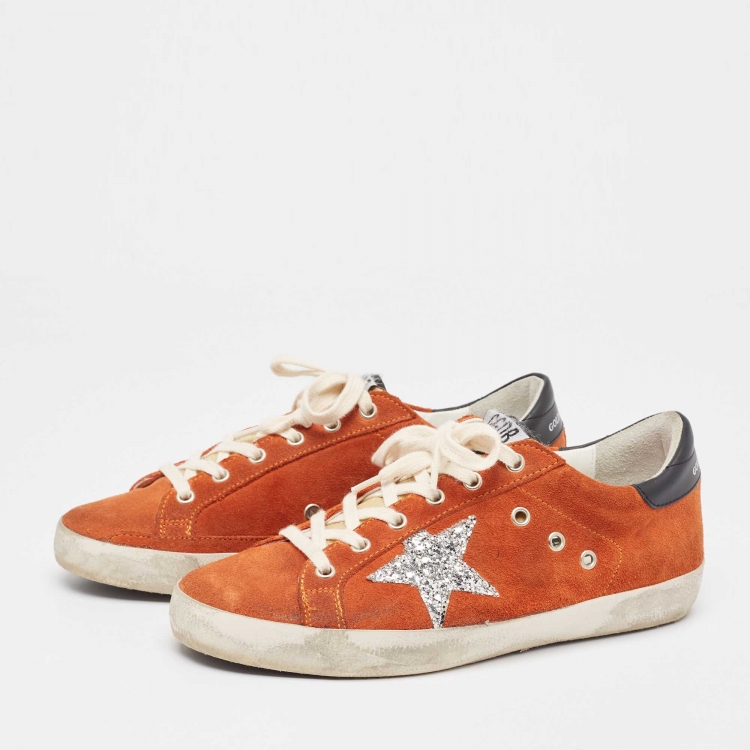 Pre Owned Golden Goose Orange  Suede Superstar Sneakers Size 40