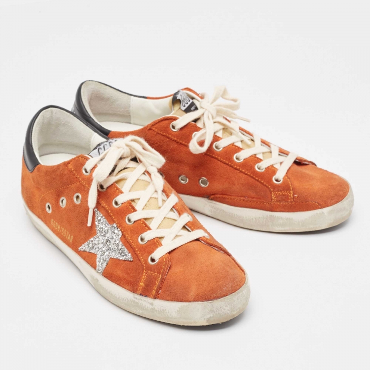 Pre Owned Golden Goose Orange  Suede Superstar Sneakers Size 40