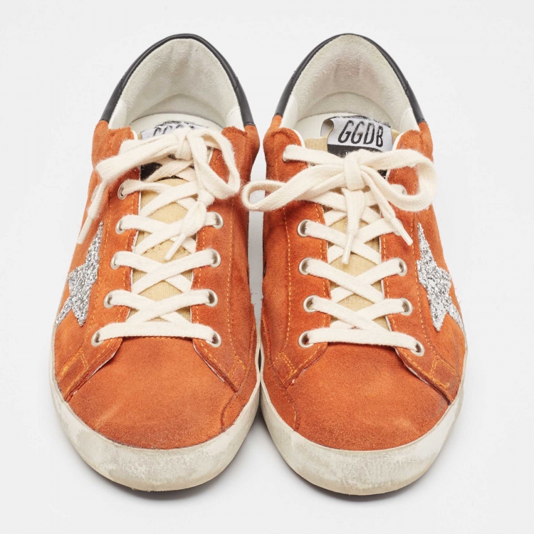 Pre Owned Golden Goose Orange  Suede Superstar Sneakers Size 40