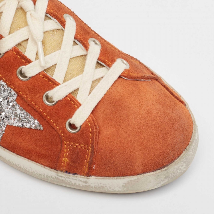 Pre Owned Golden Goose Orange  Suede Superstar Sneakers Size 40