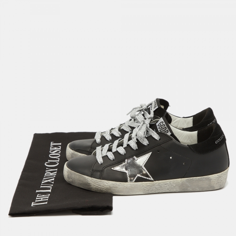 Pre Owned Golden Goose Black Leather Superstar Sneakers Size 35 