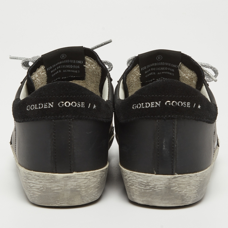 Pre Owned Golden Goose Black Leather Superstar Sneakers Size 35 