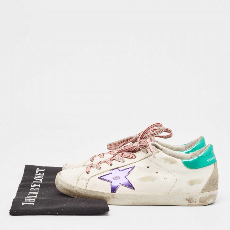 Pre Owned Golden Goose White Leather Superstar Sneakers Size 39