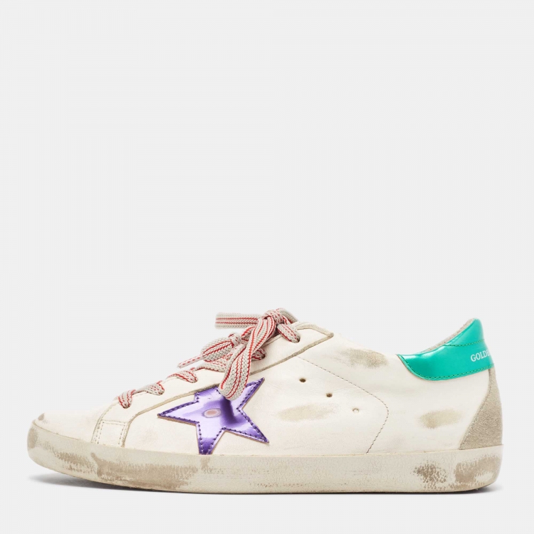 Pre Owned Golden Goose White Leather Superstar Sneakers Size 39
