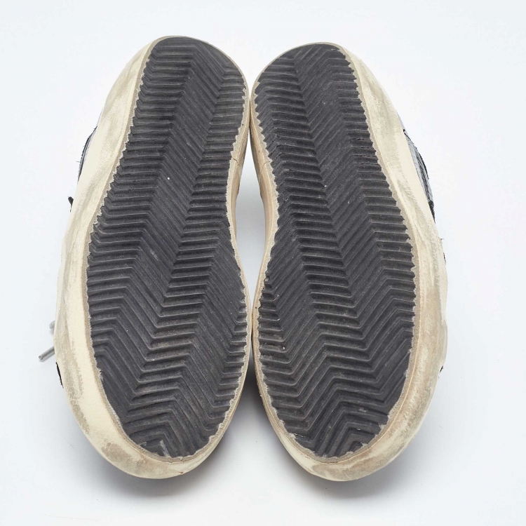 مملوكة مسبقًا Golden Goose Black Suede and Python Embossed Leather Hi Star Low Top Sneakers Size 36