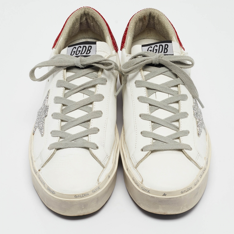 Pre Owned Golden Goose White Leather Hi Star Low Top Sneakers Size 39
