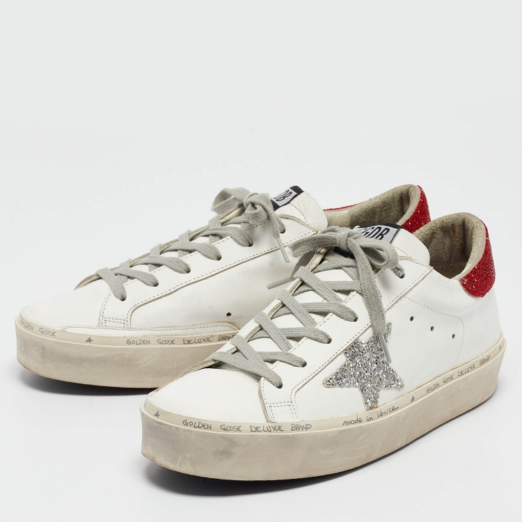 Golden Goose White Leather Hi Star Low Top Sneakers Size 39