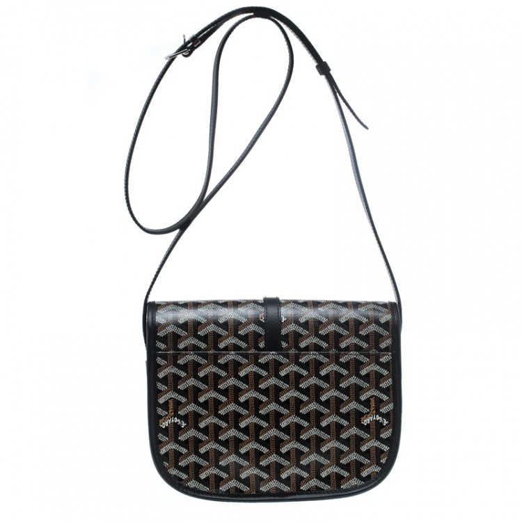 Pre Owned Goyard Black Coated Canvas and Leather Crossbody Bag