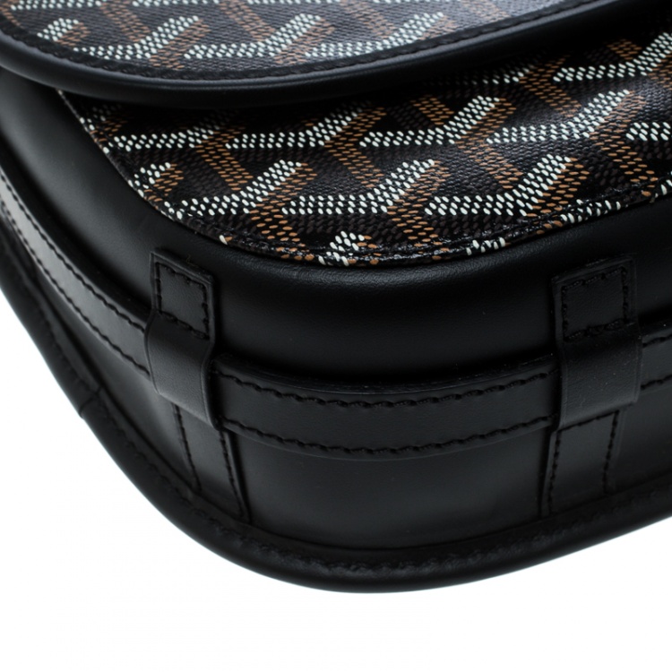 Pre Owned Goyard Black Coated Canvas and Leather Crossbody Bag