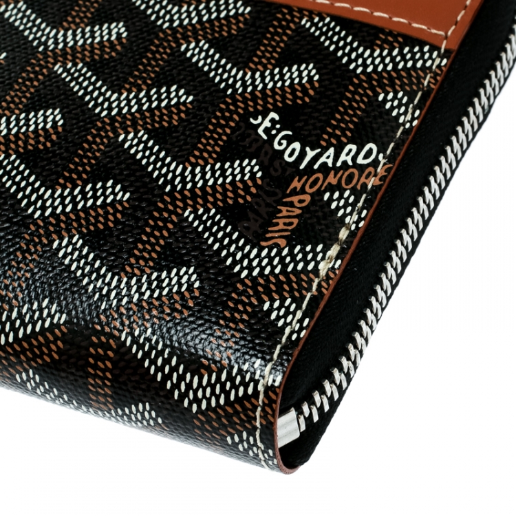 Pre Owned Goyard Brown Coated Canvas  Matignon Zippy Wallet