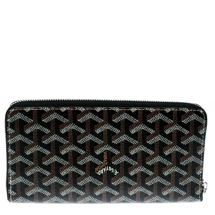 Pre Owned Goyard Brown Coated Canvas  Matignon Zippy Wallet