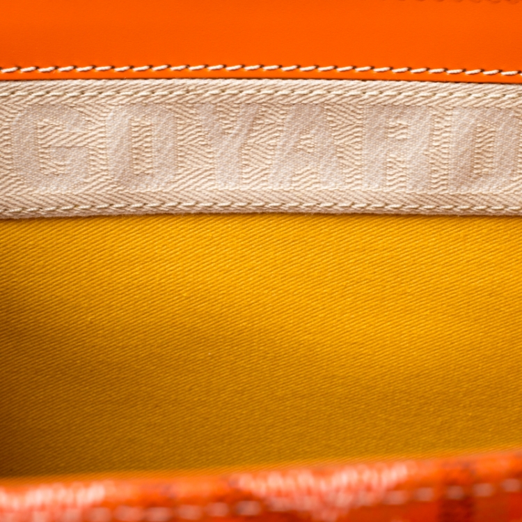 Pre Owned Goyard Orange Coated Canvas and Leather MM Saigon Top Handle Bag