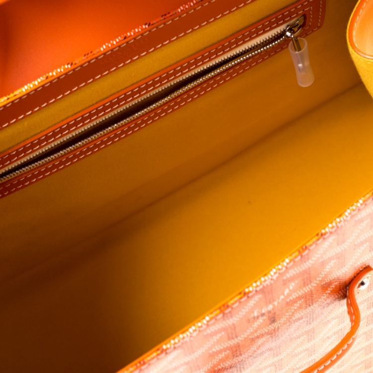 Pre Owned Goyard Orange Coated Canvas and Leather MM Saigon Top Handle Bag
