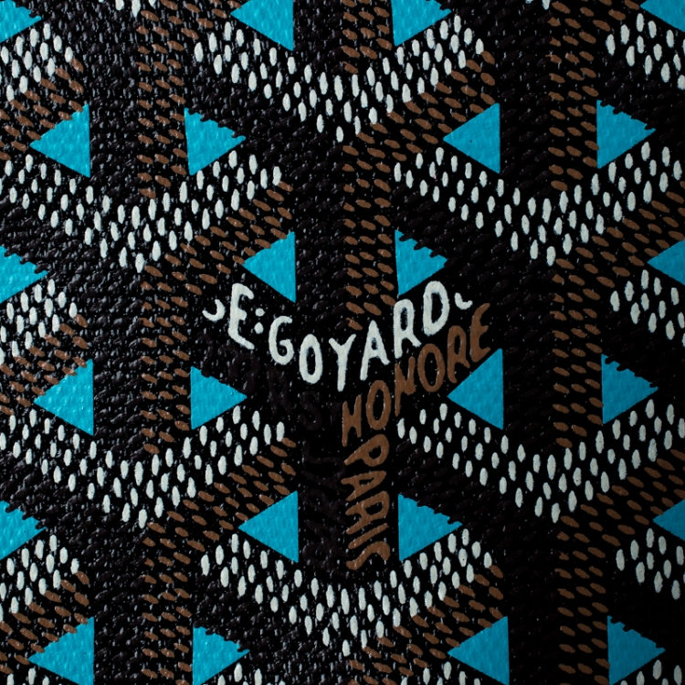 Pre Owned Goyard Blue/Black Goyardine Coated Canvas St. Louis GM Tote