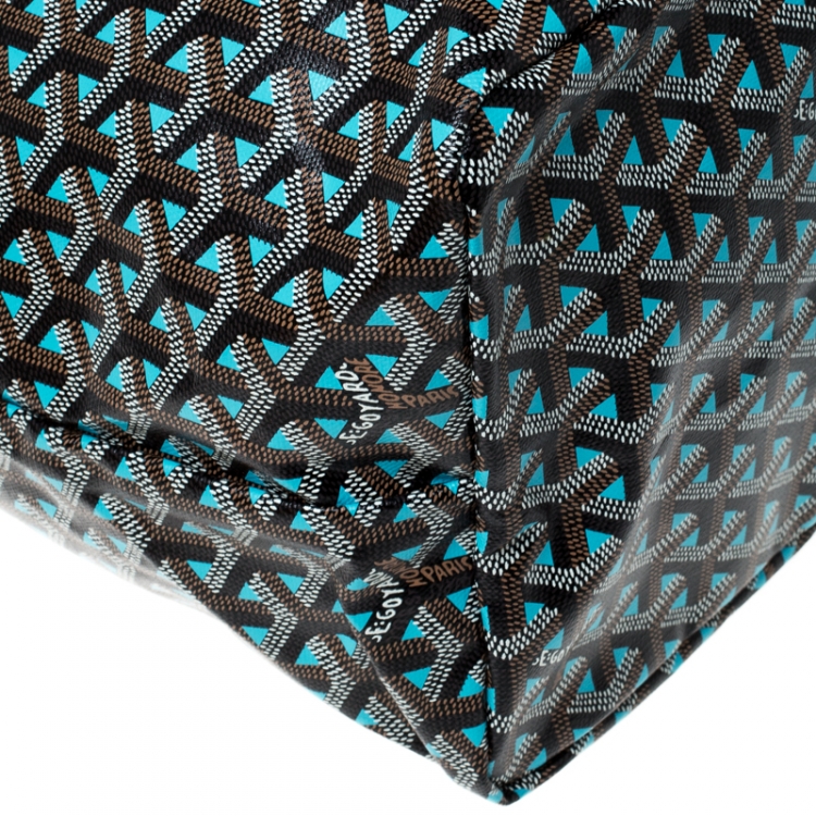 Pre Owned Goyard Blue/Black Goyardine Coated Canvas St. Louis GM Tote