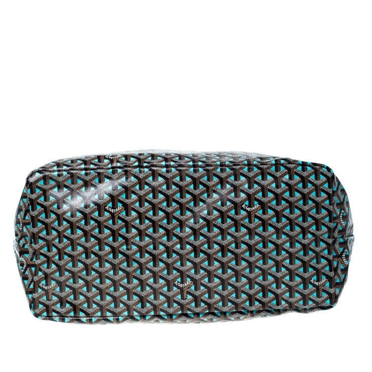Pre Owned Goyard Blue/Black Goyardine Coated Canvas St. Louis GM Tote