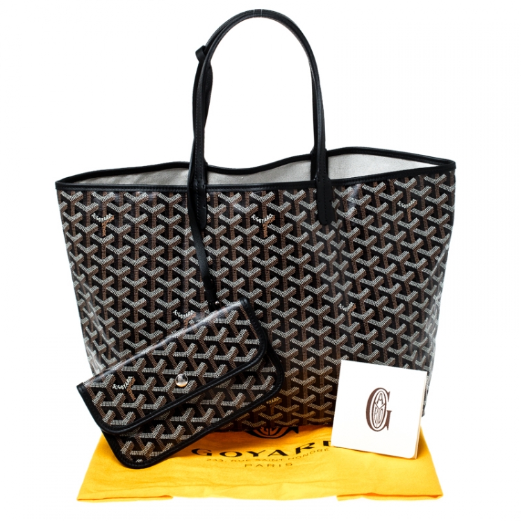 Pre Owned Goyard Black Goyardine Coated Canvas St. Louis PM Tote 