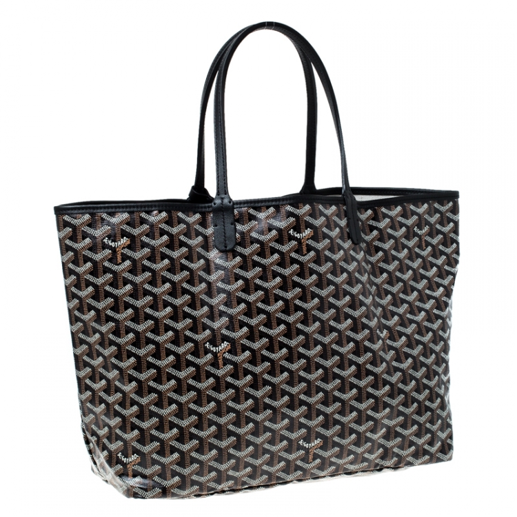 Pre Owned Goyard Black Goyardine Coated Canvas St. Louis PM Tote 