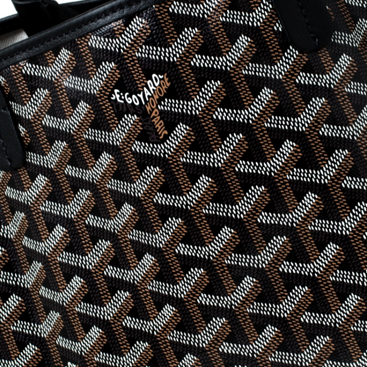 Pre Owned Goyard Black Goyardine Coated Canvas St. Louis PM Tote 