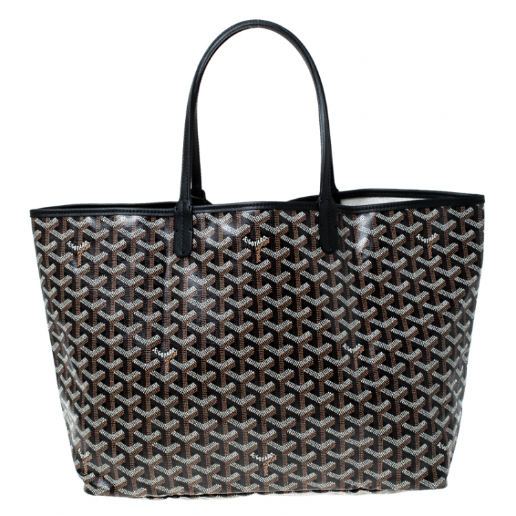 Pre Owned Goyard Black Goyardine Coated Canvas St. Louis PM Tote 