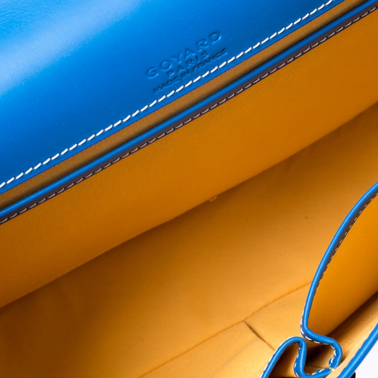 Pre Owned Goyard Blue Chevron Print Coated Canvas Belvedere MM Saddle Bag