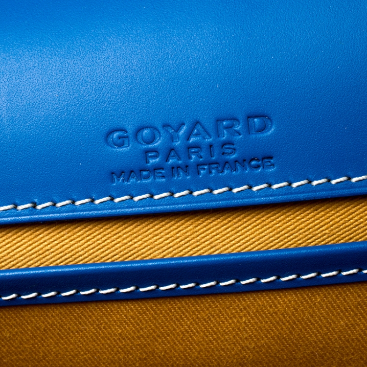 Pre Owned Goyard Blue Chevron Print Coated Canvas Belvedere MM Saddle Bag