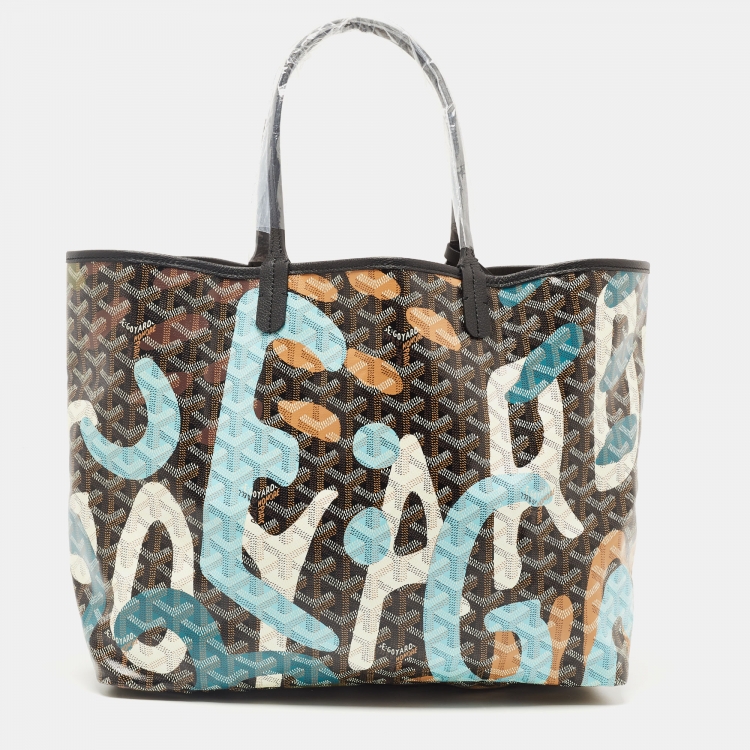 Pre Owned Goyard Black Lettres Camouflage Goyardine Coated Canvas Limited Edition Saint Louis PM Tote