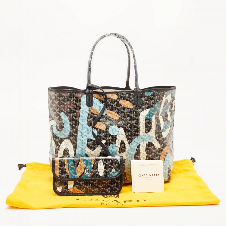 Pre Owned Goyard Black Lettres Camouflage Goyardine Coated Canvas Limited Edition Saint Louis PM Tote