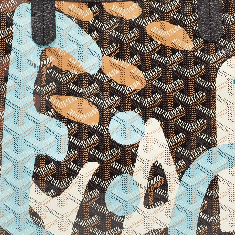 Pre Owned Goyard Black Lettres Camouflage Goyardine Coated Canvas Limited Edition Saint Louis PM Tote