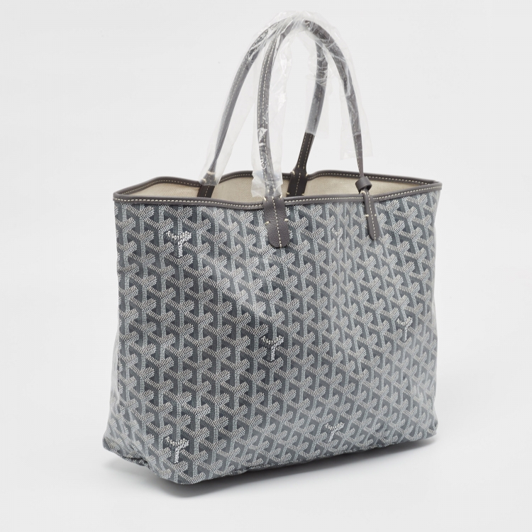 Pre Owned Goyard Grey Goyardine Coated Canvas and Leather Saint Louis PM Tote