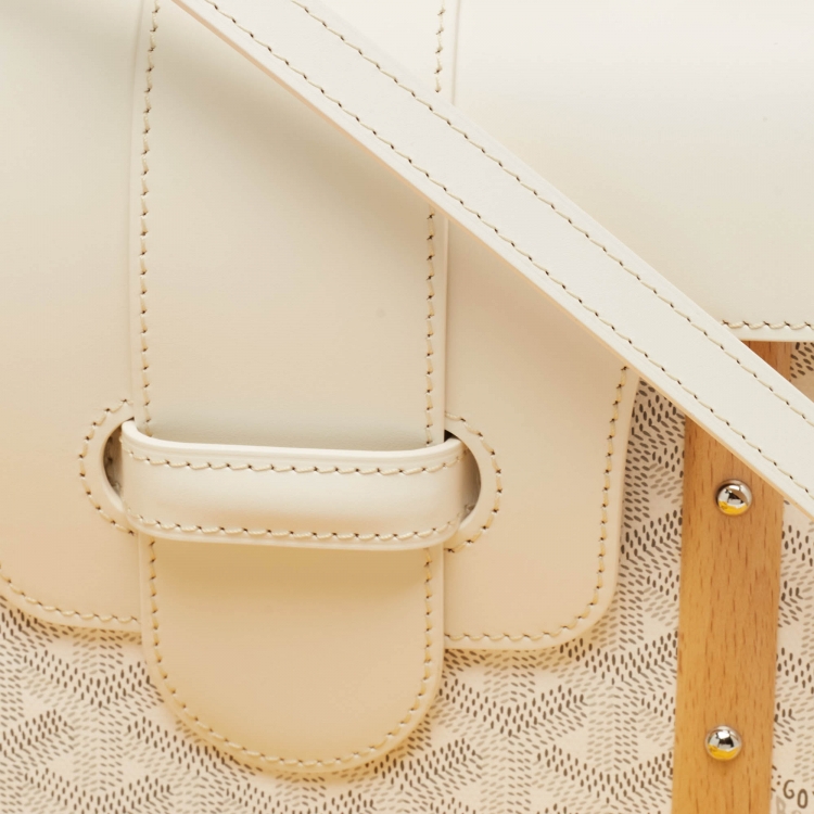 Pre Owned Goyard White Goyardine Coated Canvas and Leather PM Saigon Top Handle Bag