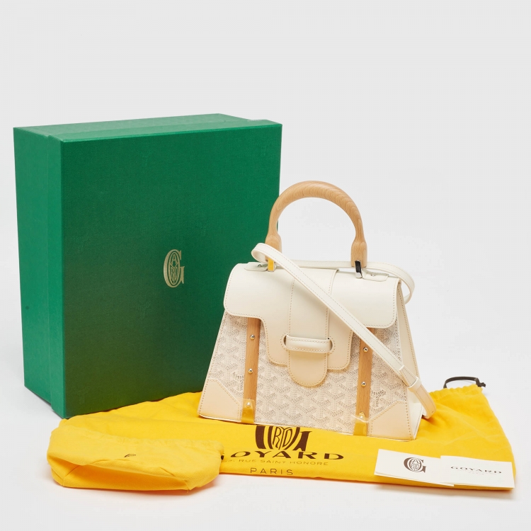 Pre Owned Goyard White Goyardine Coated Canvas and Leather PM Saigon Top Handle Bag