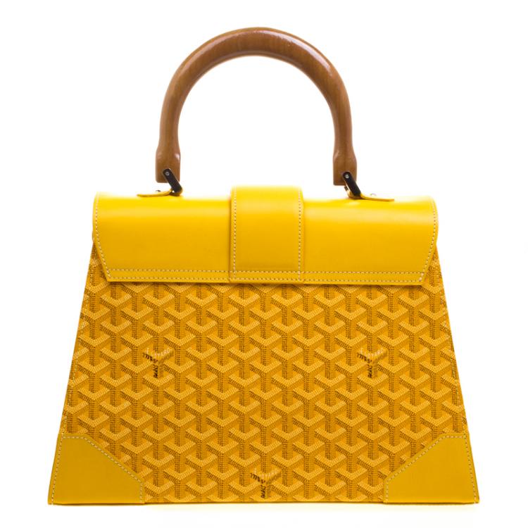 Pre Owned Goyard Yellow Coated Canvas and Leather Saigon Top Handle Bag