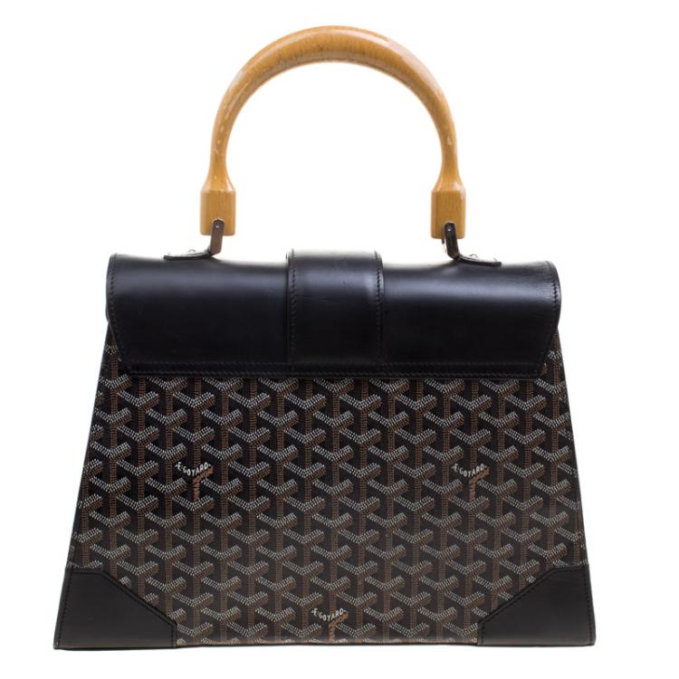 Pre Owned Goyard Brown/Black Coated Canvas and Leather Saigon Top Handle Bag